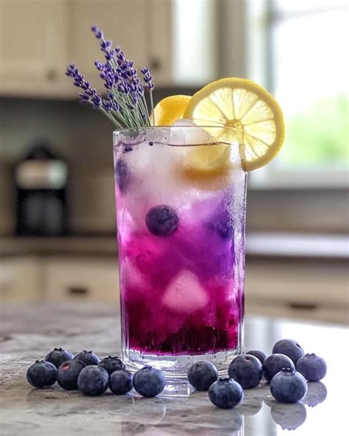 Ingredients for making Blueberry Lemonade. Blueberries, lemon juice and honey.