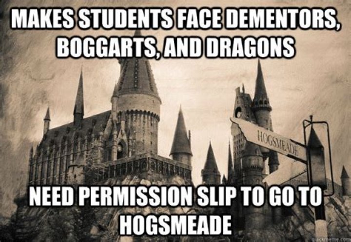 Makes students face Boggarts dementors and even dragons need a permission slip to go to Hogsmeade. Makes students face Boggarts, dementors, and even dragons need a permission slip to go to Hogsmeade.