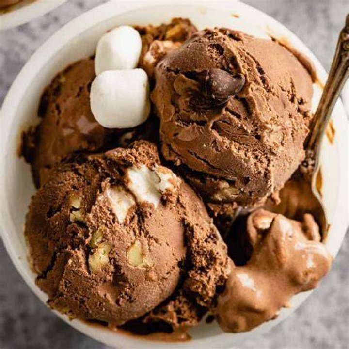 Rocky road ice cream in a loaf pan.