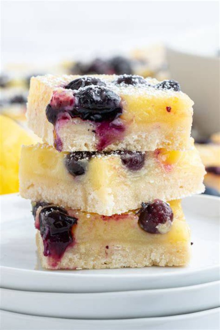 Stack of Lemon Blueberry Bars.