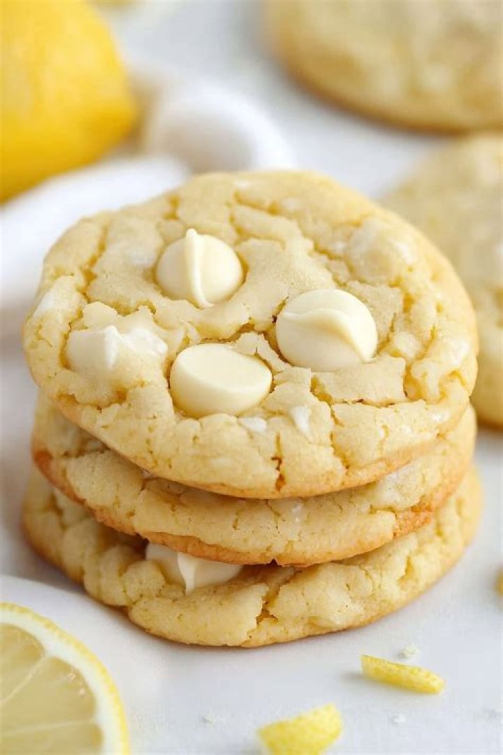Stack of lemon white chocolate cookies